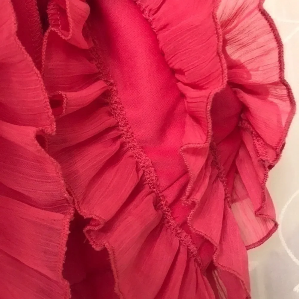 Tempted Girls Sequined Dress Size 4T Bright Pink Ruffled Bottom